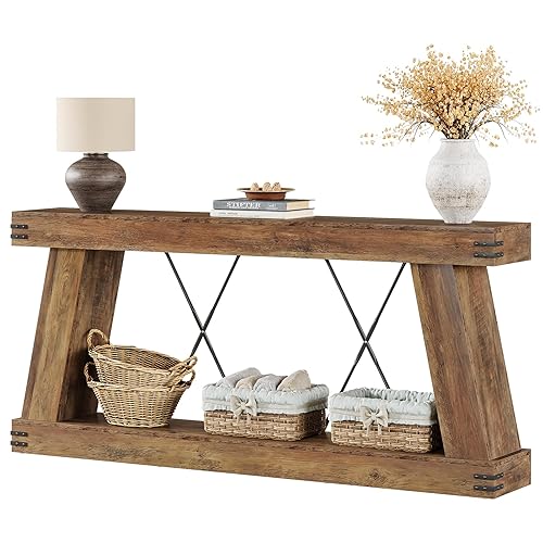 Tribesigns 70.9" Farmhouse Console Table, Long Sofa Table Behind Couch