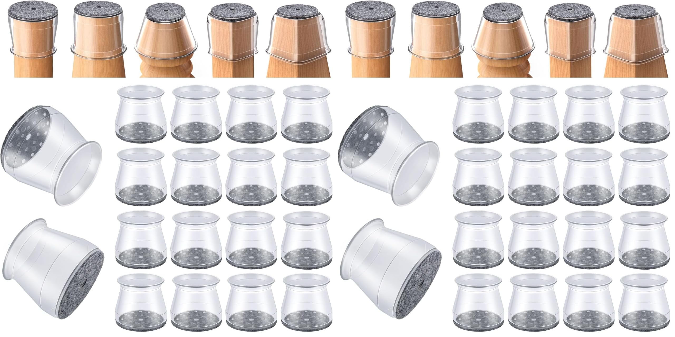 16 Pcs Chair Leg Floor Protectors - Silicone Felt Pads, Scratch-Proof &amp; Noise-Free, Easy Smooth Moving, Large Size (Fits Round Chair Legs: 1-5/16" to 2" Diameter)​ (Pack of 2)