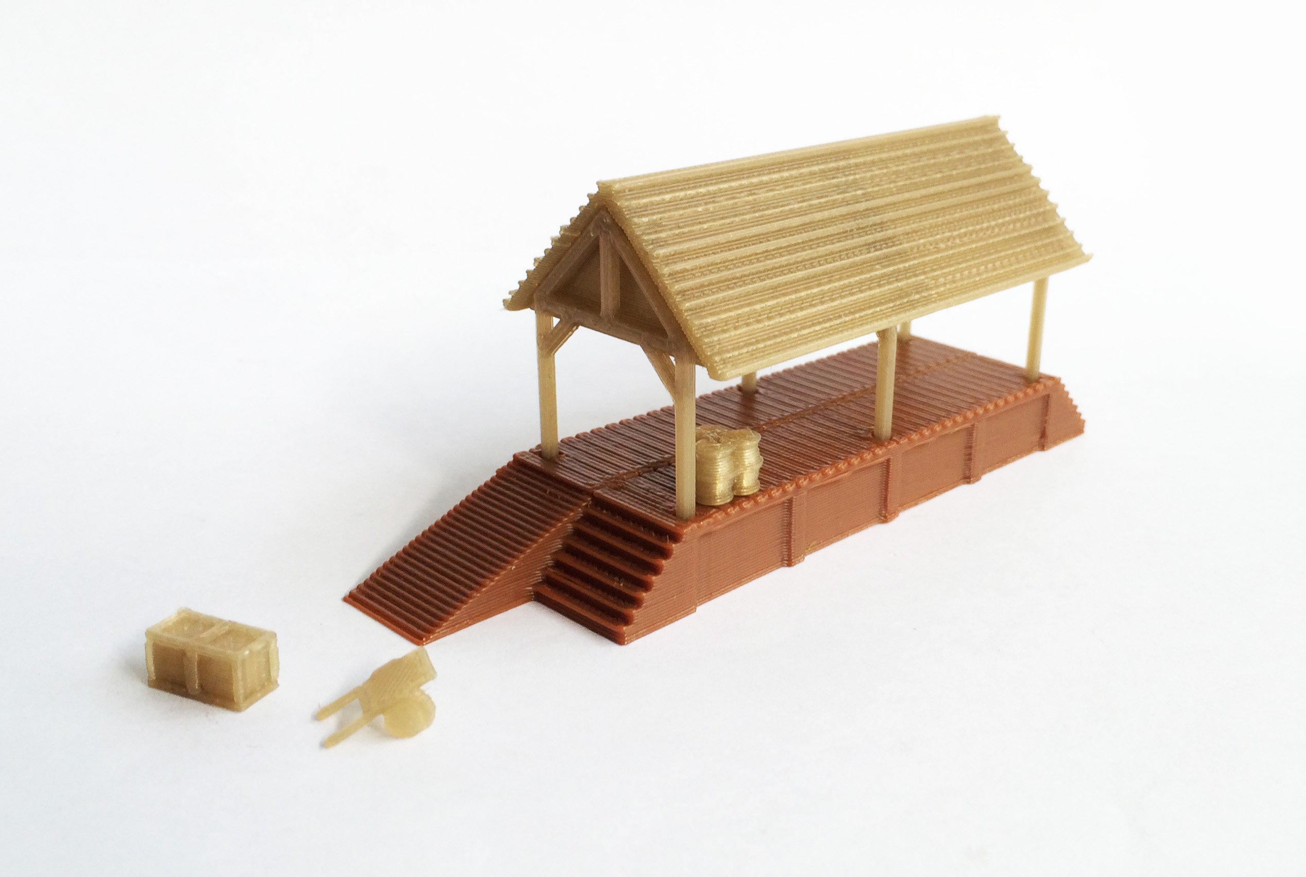 Outland Models Train Railway Layout Wood Style Loading Dock w Shed N Scale 1:160