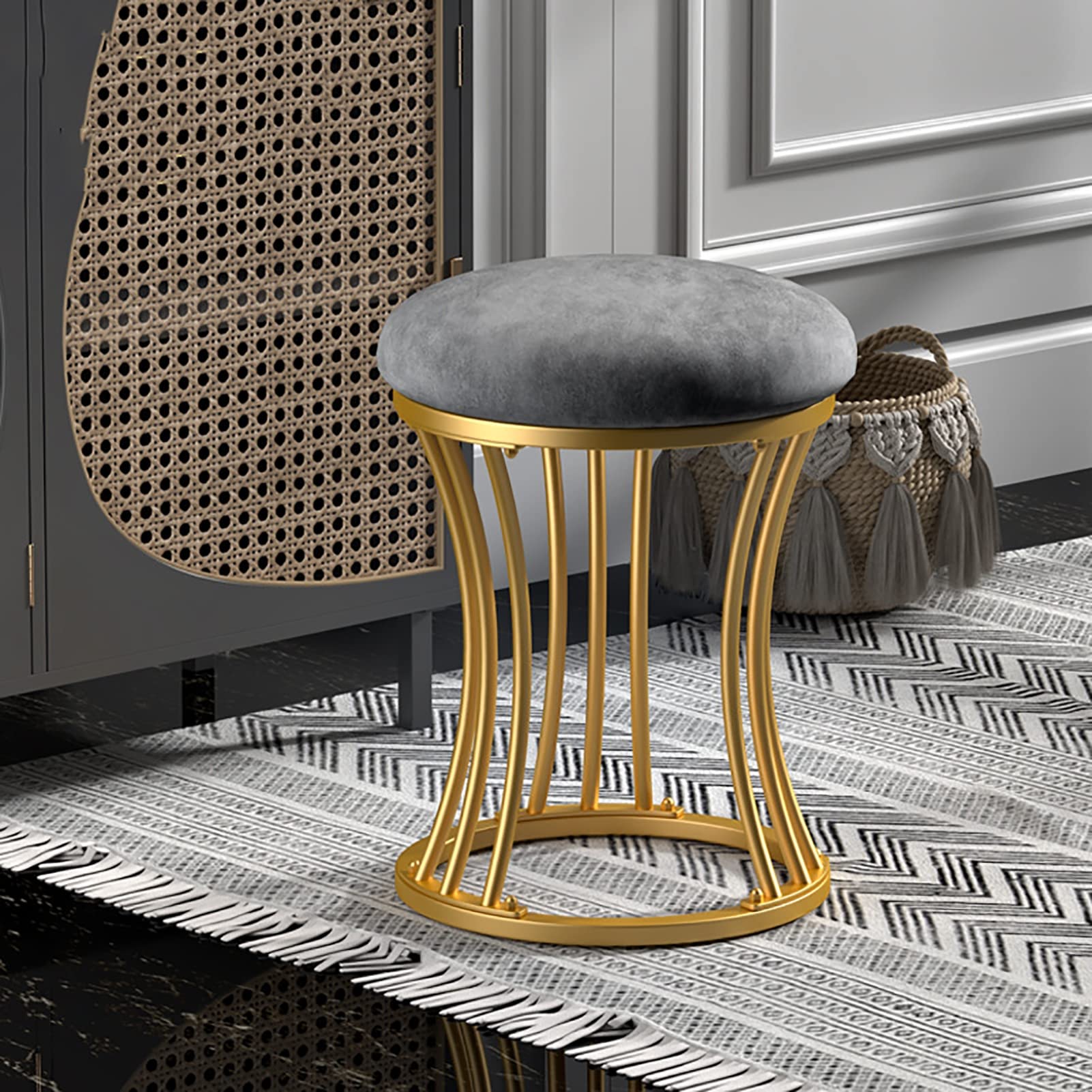 Pouf Ottoman Antidérapant pour Coiffeuse et Chambre Moderne