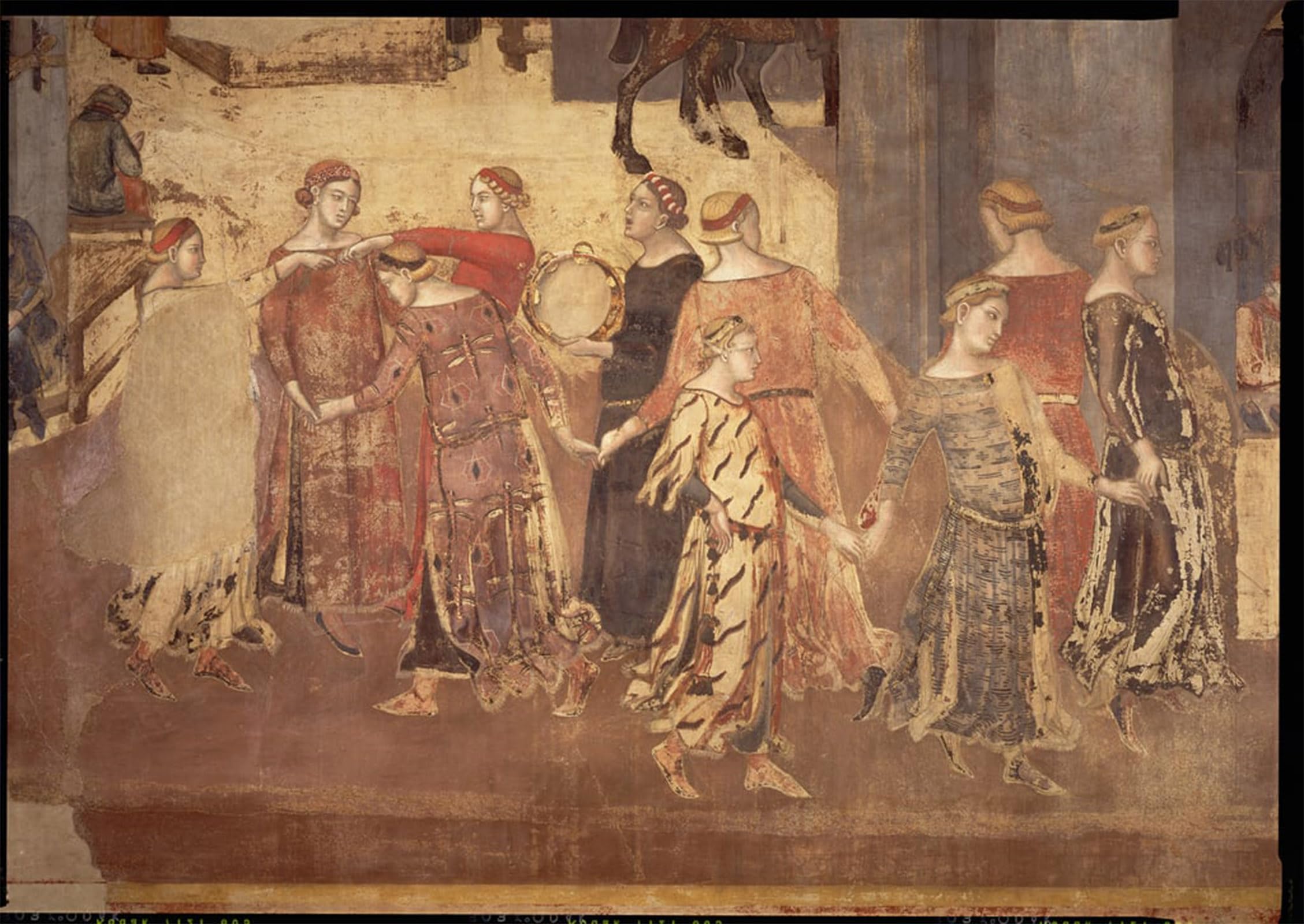 SERENDIPITP Vintage Wall Art Canvas Nordic Poster Canvas Print Picture Detail of Dancers and Tambourine Players by Ambrogio Lorenzetti Wall Art Poster for Home Decor 60x90cm