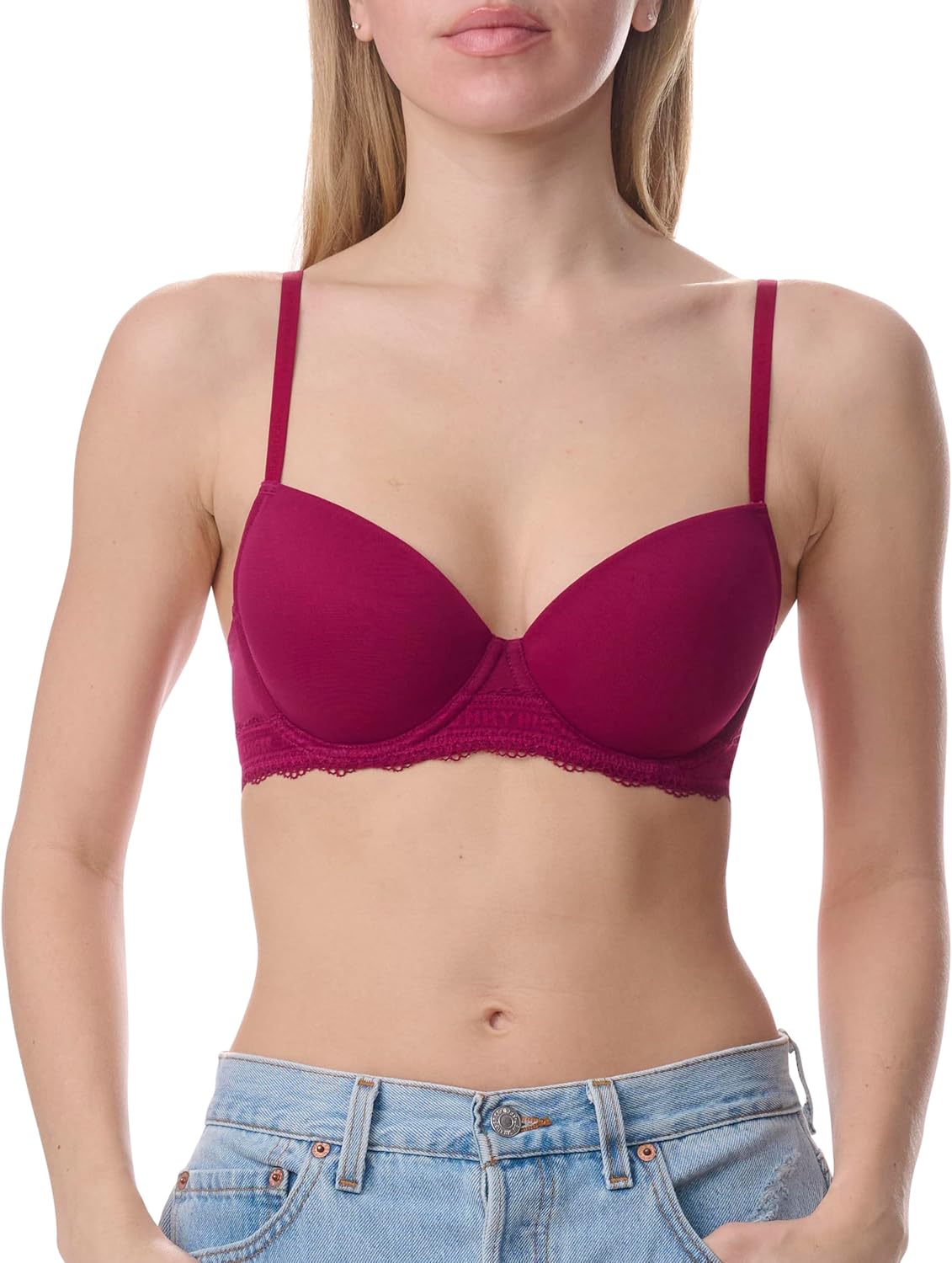 Tommy Hilfiger Womens Lightly Lined Mesh Balconette Bra with Underwire - Image 2