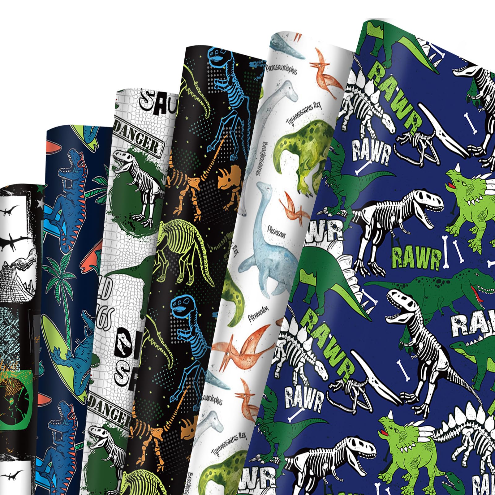 12 Pcs Dinosaur Wrapping Paper Sheets, 69x50cm Dino Gift Wrapping Paper,Recyclable Dinosaur Birthday Wrapper for Boys Kids Birthday Party Gift Wrap Boxes Decorations โ image 1