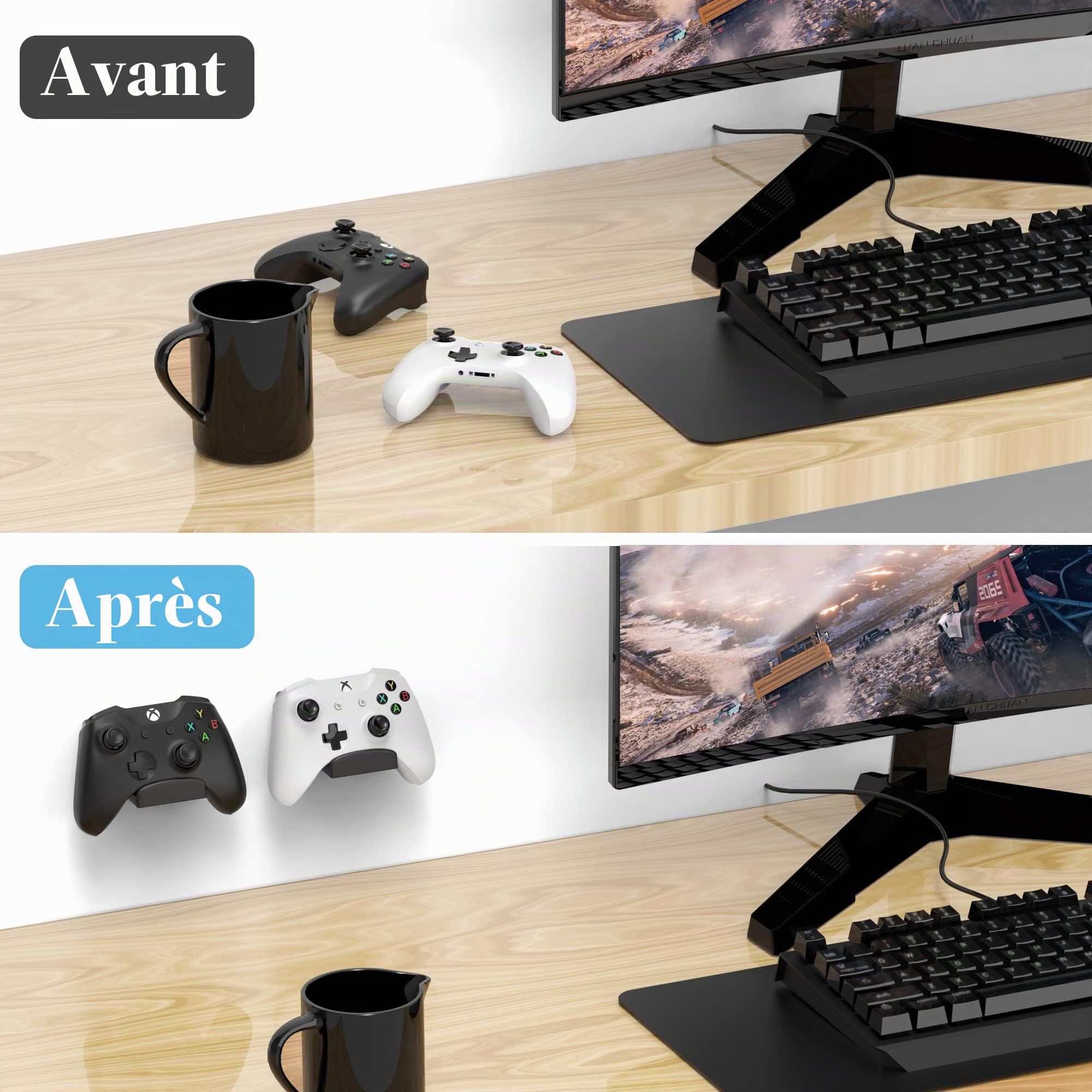 Cozycase Support Mural Universel pour Manette et Casque - Compatible PS4/PS5/Xbox/Switch (Noir)