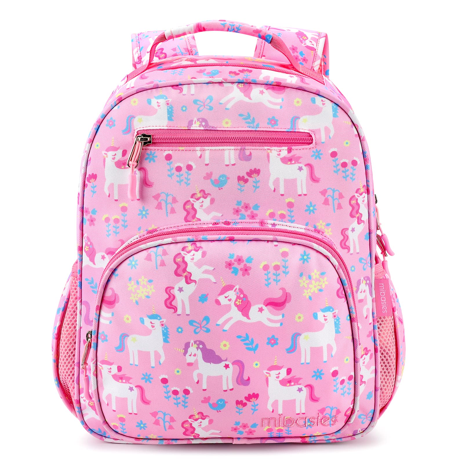 mibasies Girls Backpack 5-8: Lightweight Kids Backpacks for Girls - Girl Bookbag for Elementary School - Flower Unicorn