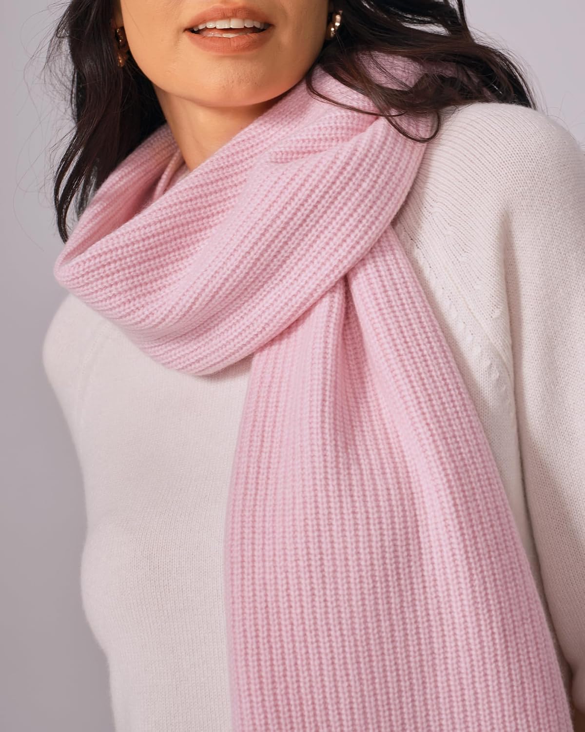 KVSS 100% Pure Cashmere Rib Scarf for Women Knit Scarves Ultra Soft | Luxury Cashmere from inner Mongolia