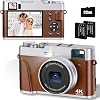 CAMKORY Digital Camera 4K Photo Camera 48MP with 32G Card Auto Focus Optical Viewfinder Camera Compact Camera with 2 Batteries Digital Camera Children's Camera Compact Travel Camera