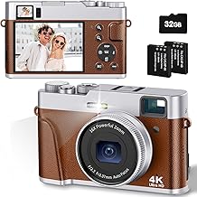 CAMKORY digital camera, 4k photo camera, 48 MP with 32 G card, auto focus optical viewfinder, 16x zoom camera, compact camera with battery, camera bag, flash, for beginners, teenagers.