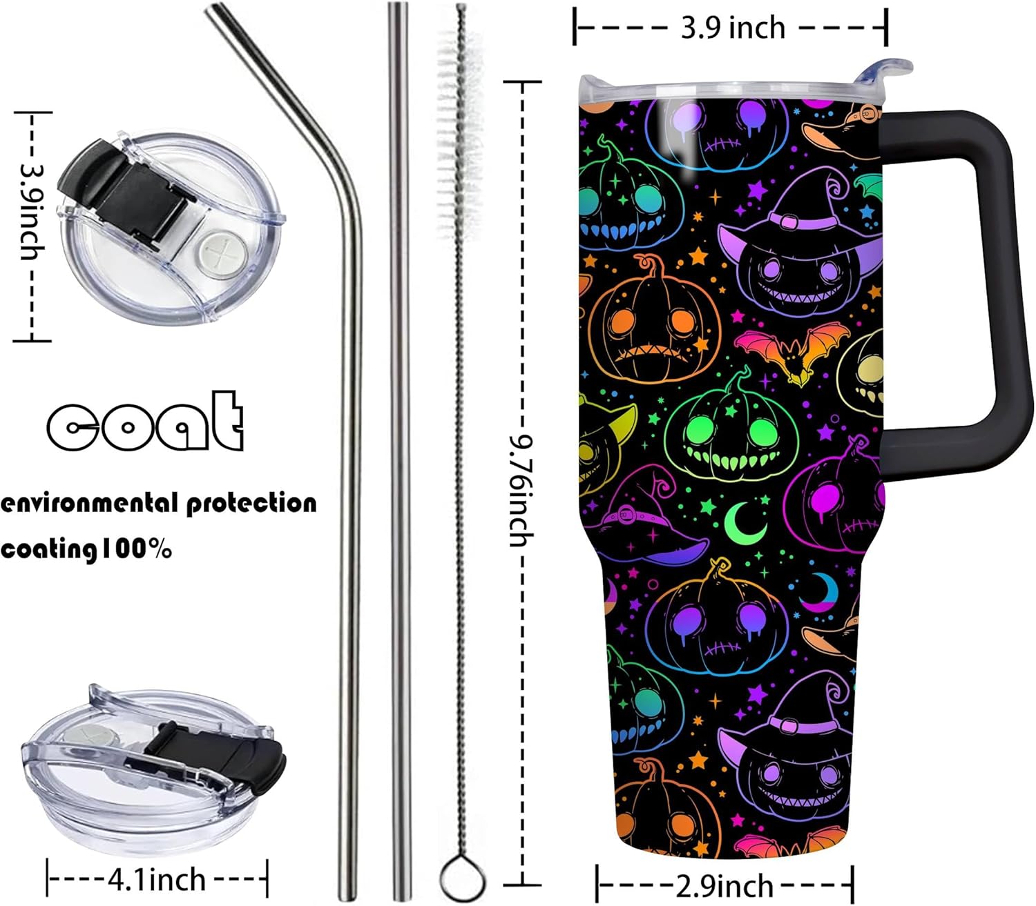 40oz Halloween Tumbler With Lid and Straw, Stainless Steel Insulated Tumblers for Men and Women - Image 2