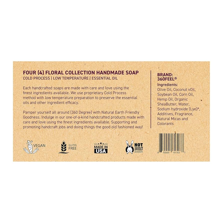 Amazon.com : 360 Feel - Floral Bar Soap Set - Made in the