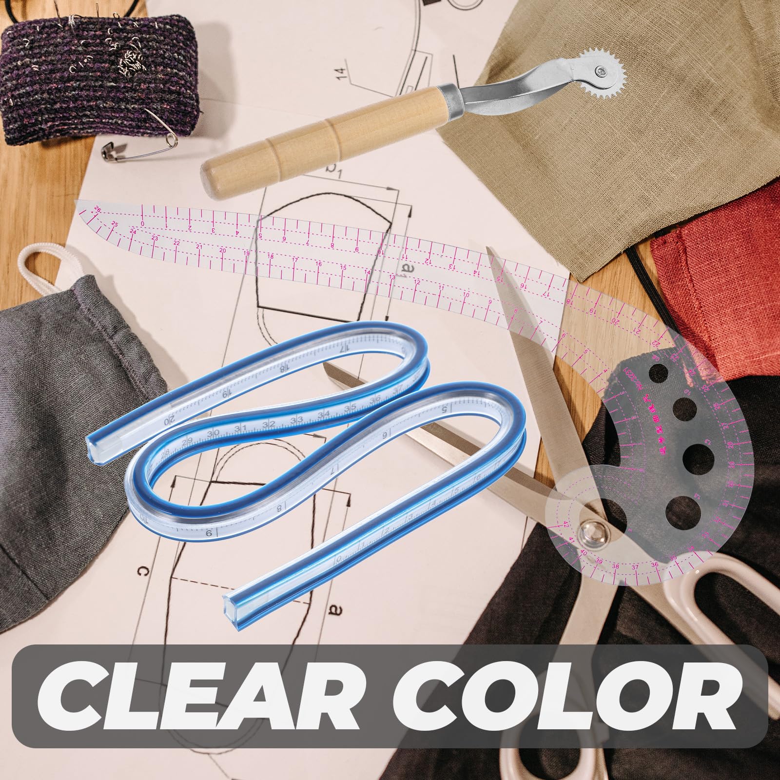 Baluue Set da Cucito Professionale in Plastica Trasparente Righello per Curve Francesi su per Sartoria e Modellismo Strumenti per Cucire per e Principianti Misurazione Precisa per e