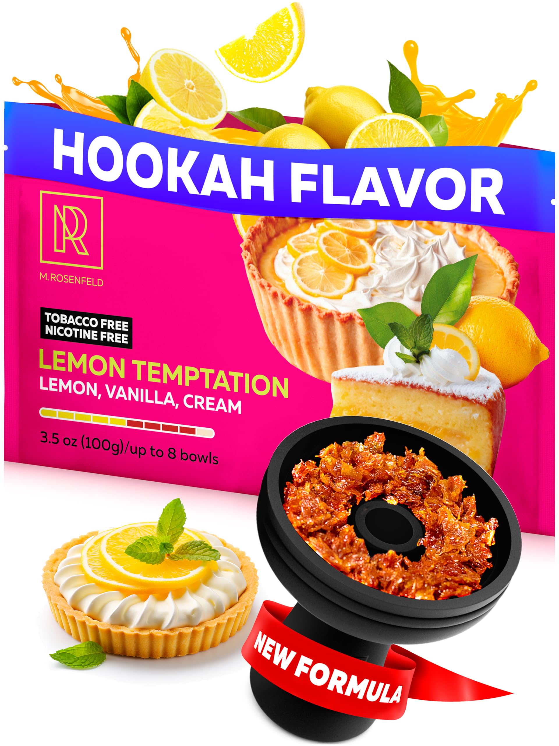 Lemon Temptation Shisha Hookah Flavors – 3.5 oz (100g) Tobacco Free & Nicotine Free Shisha – Premium Non-Tobacco Hookah Flavors – Long-Lasting & Rich Smoke