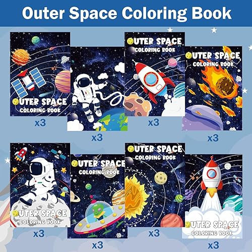 Miniatura 3 de Faccito 24 libros espaciales para colorear a granel para niños, mini libros para colorear del sistema solar, recuerdos de fiesta para astronauta,