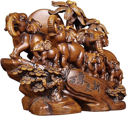 Escultura china de la estatua del feng shui de la suerte, estatua de elefante de la suerte, entrada de Feng Shui, madre e hijo, manualidades de