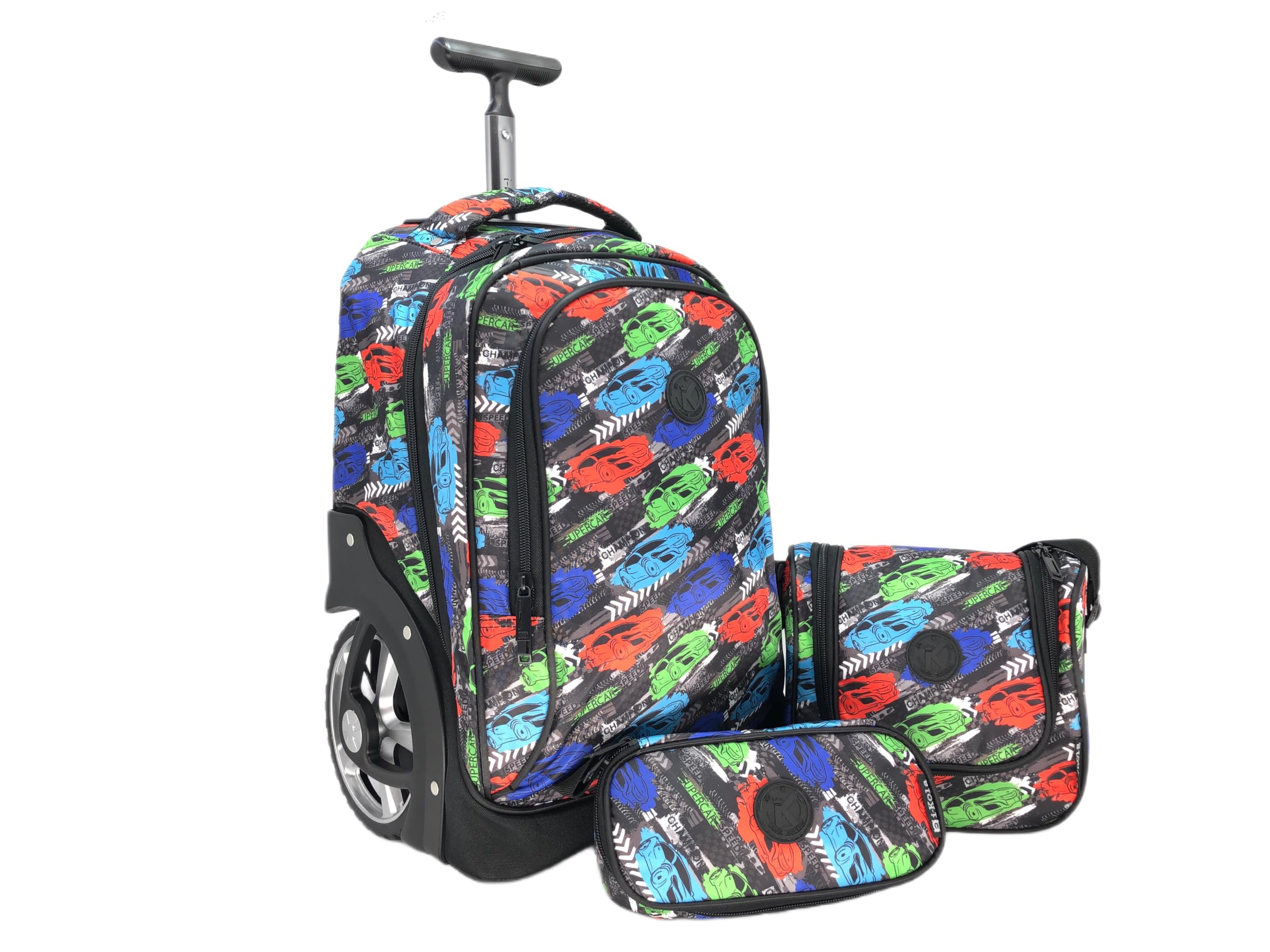 GenericBig Wheel School Trolley For Kids 18 Inch Cars Include Lunch Bag And Pencil Pouch