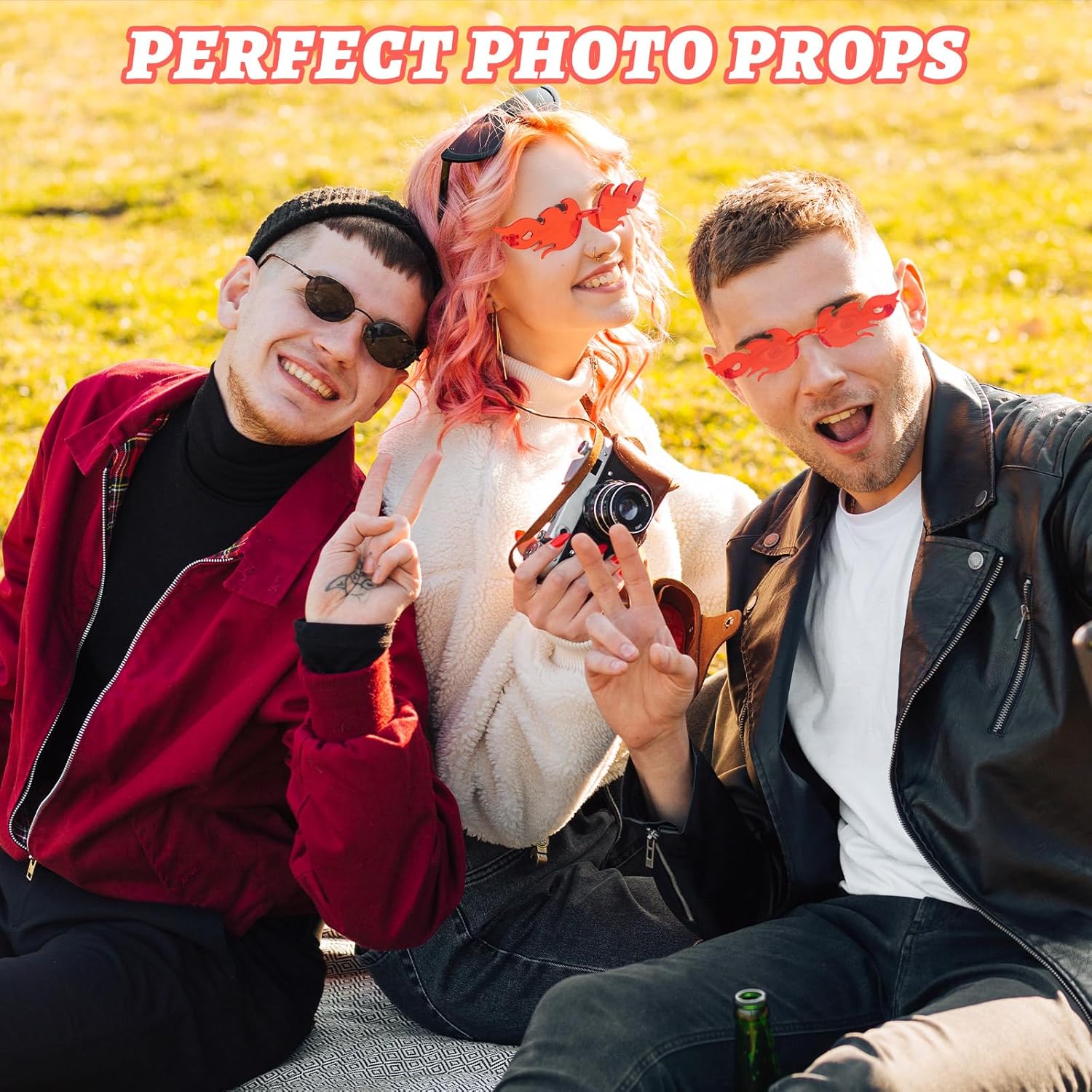 12PCS Fire Flame Sunglasses Colorful Flame Glasses Women Fire Sunglasses Party Favor for Summer Wedding Cosplay - Image 6