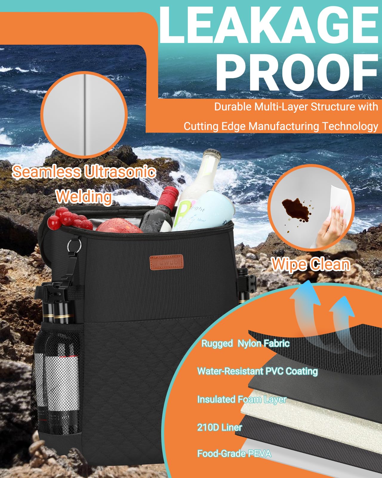 Mochila térmica suave de 30 latas/45 latas, mochila térmica aislada a prueba de fugas, mochila térmica para el almuerzo para hombres, bolsa de trabajo pequeña para playa, viajes, picnic, bebidas (30 4
