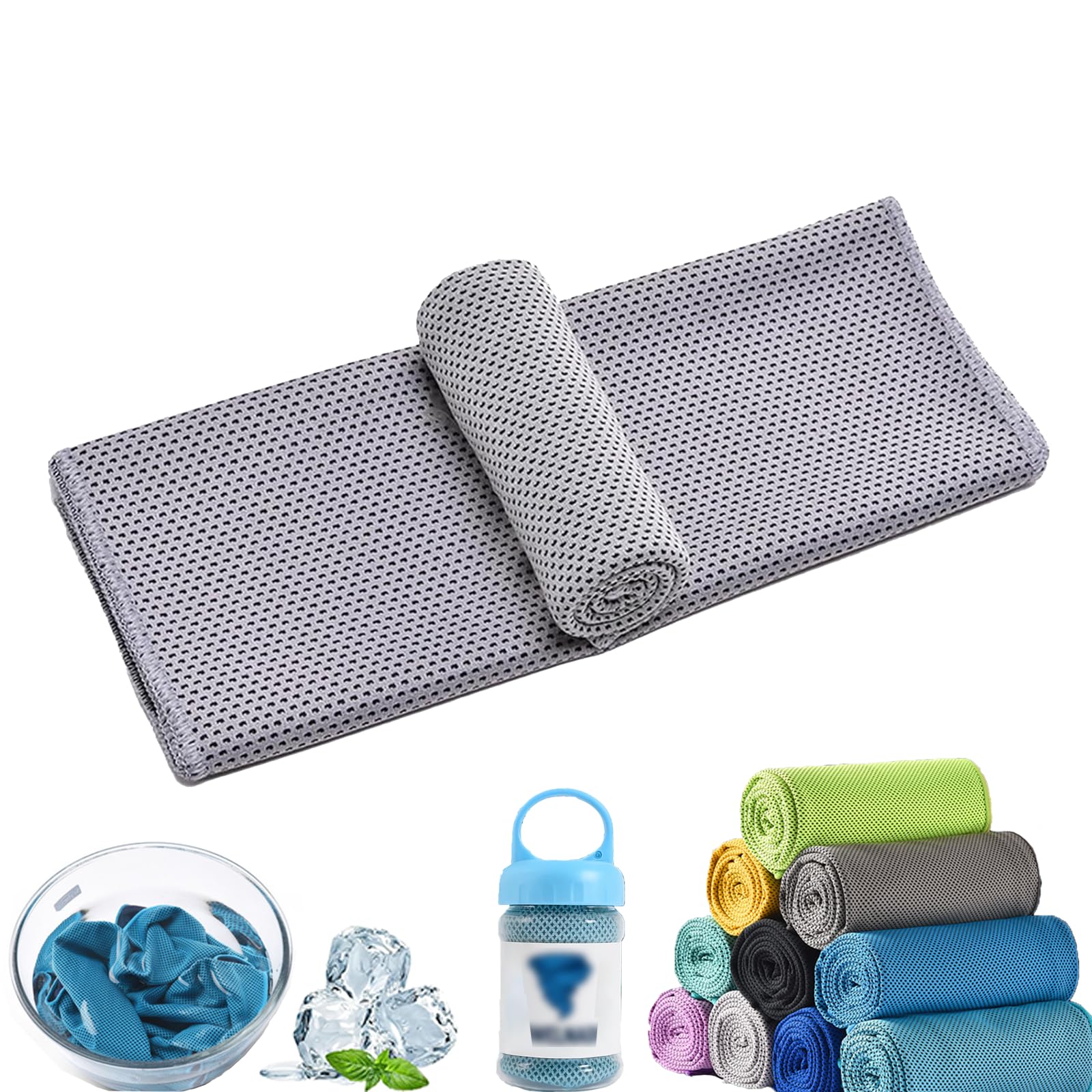 Towelnado Ice Towel, Towel, Microfibre Ice Towels for Neck, Hot Weather, Yoga, Golf, Gym & More Activities, Stay Cool Towels for Hot Weather, Soft Breathable, Fast Drying (Gray)