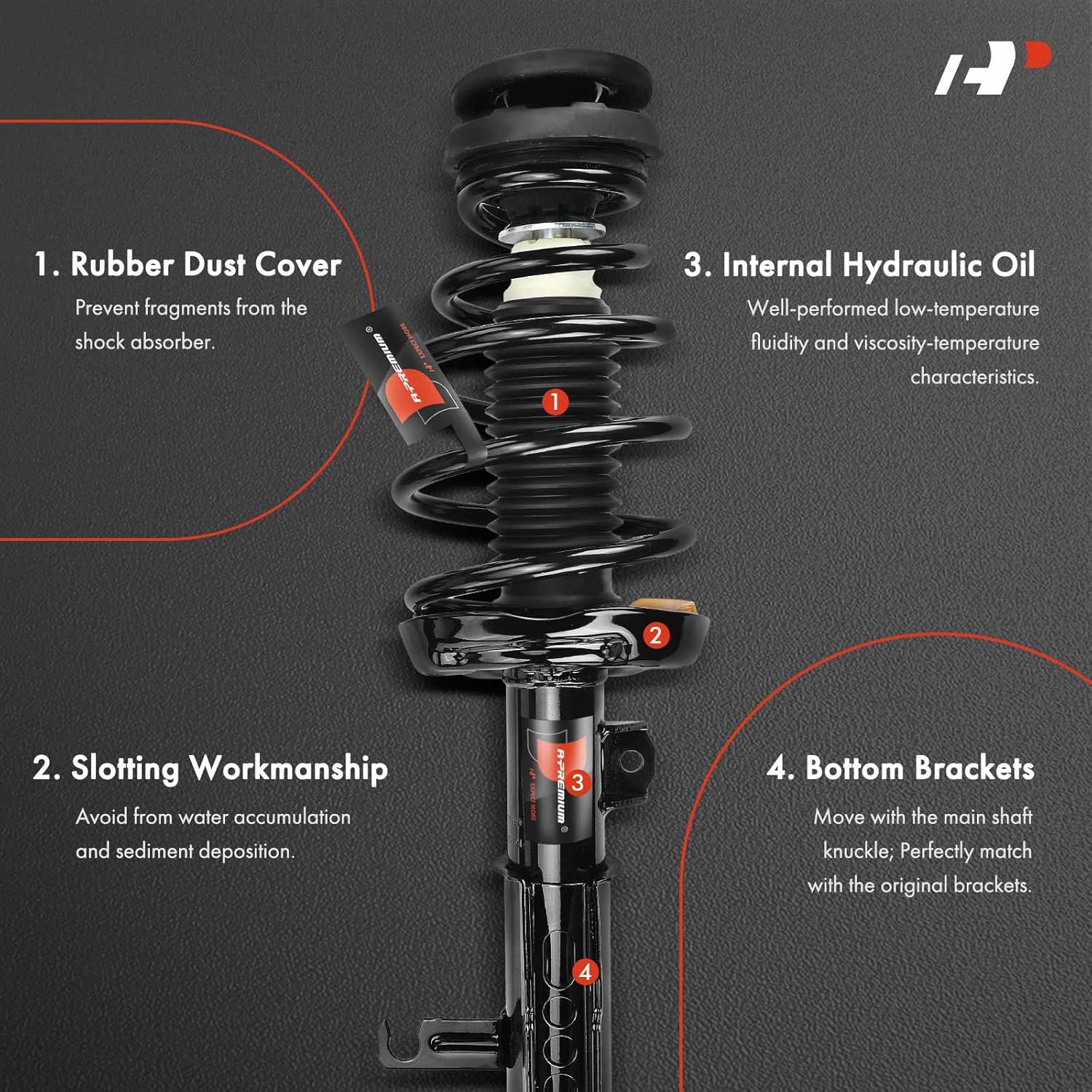 A-Premium Front Pair (2) Complete Strut and Coil Spring Assembly Compatible with Chevrolet Malibu 2013, Driver and Passenger Side