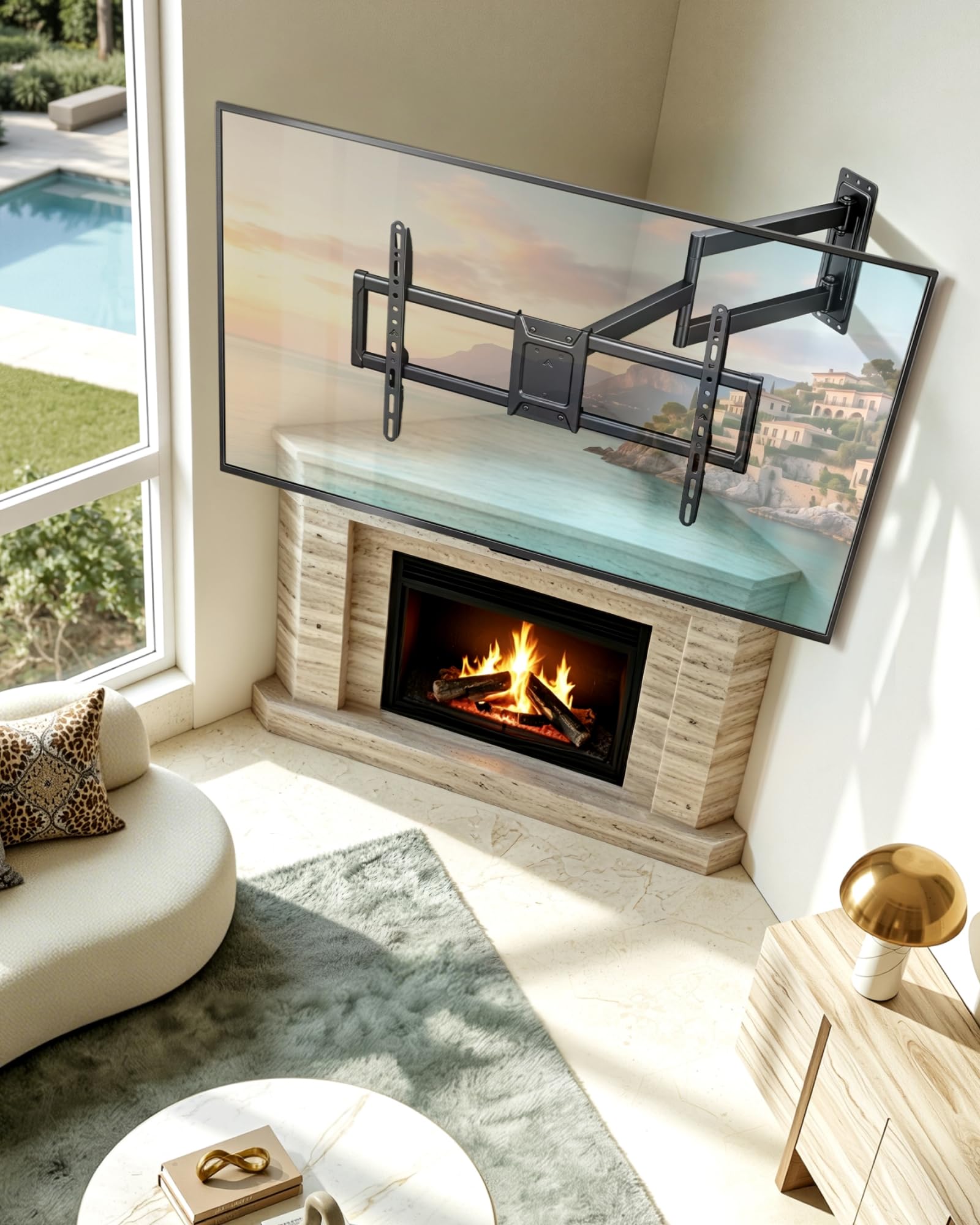 PEGZONE Soporte TV Pared Brazo Largo 86-812 mm 37-86", hasta 50 kg | Soporte para TV orientable e inclinable, VESA máx. 600x400, gestión de cables, compatible con TV LED, LCD y OLED