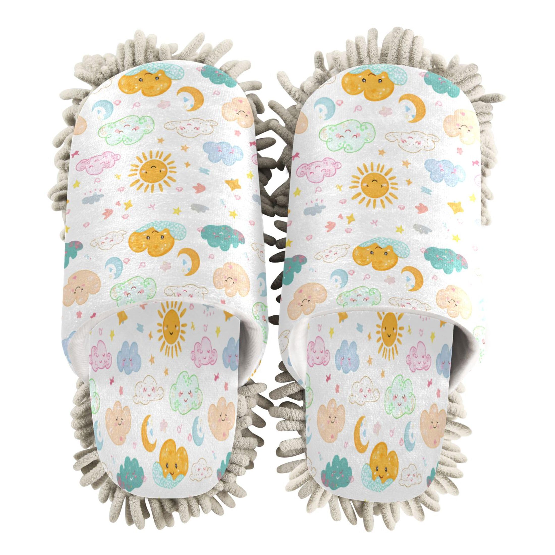 Kigai Clouds Mop Slippers for Floor Cleaning, Slippers for Women Men, Microfiber Floor Cleaning, M