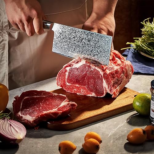 Miniatura 6 de SENKEN - Juego de 16 cuchillos de Damasco de acero japonés VG10 Damasco con asas de madera de sicomoro natural, cuchillos para carne, tijeras y