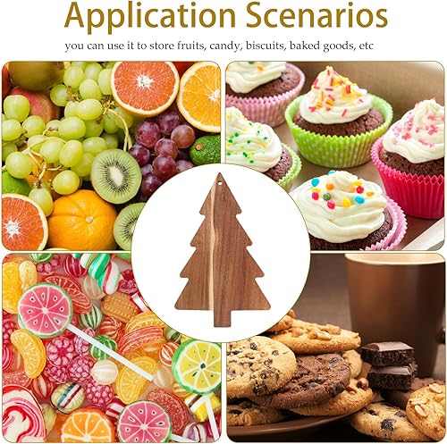 Miniatura 6 de Luxshiny Tabla de charcutería de árbol de Navidad, bandeja de aperitivos de madera, tabla de queso, tabla de cortar, plato de sushi, plato de madera