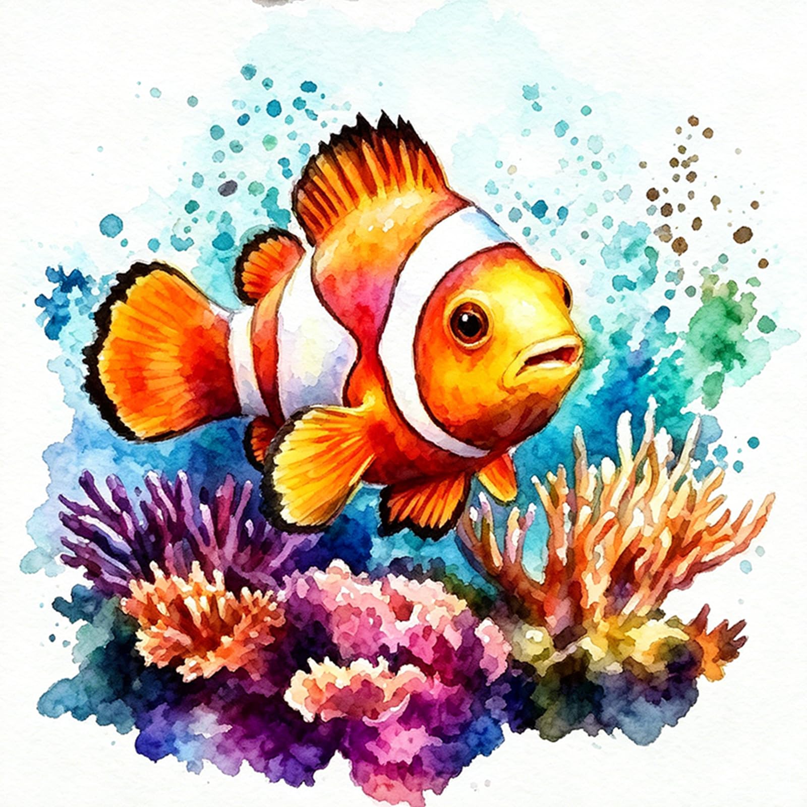 Poetrydraw Coral Clownfish Embroidery Kit 11Ct Diy Needlepoint Cross Stitch Art, 15.75X15.75in, Starter Kits For Beginners & Adults, Home Decor