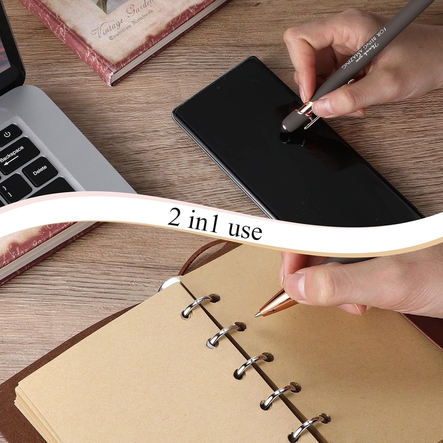 Fuutreo Inspirational Pens Bulk Thank You Gifts Motivational Quote Screen Touch Black Ink Ballpoint Pens for Employee Coworkers Team Appreciation Gifts(50 Pcs) - Image 3