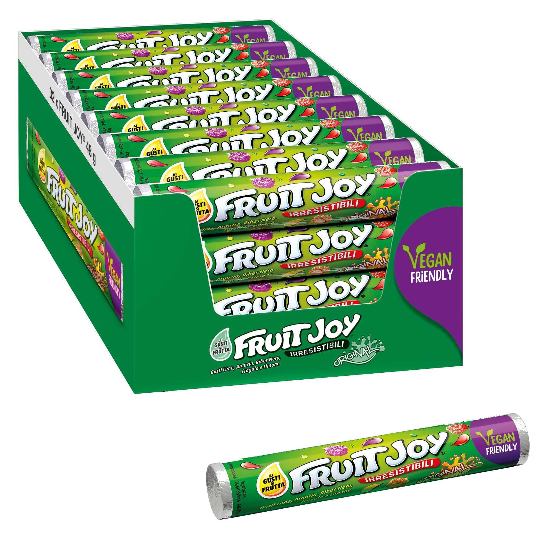 FRUIT JOY Original Caramelle Gommose alla Frutta Assortite, 32 Tubi da 48g (1,5kg)