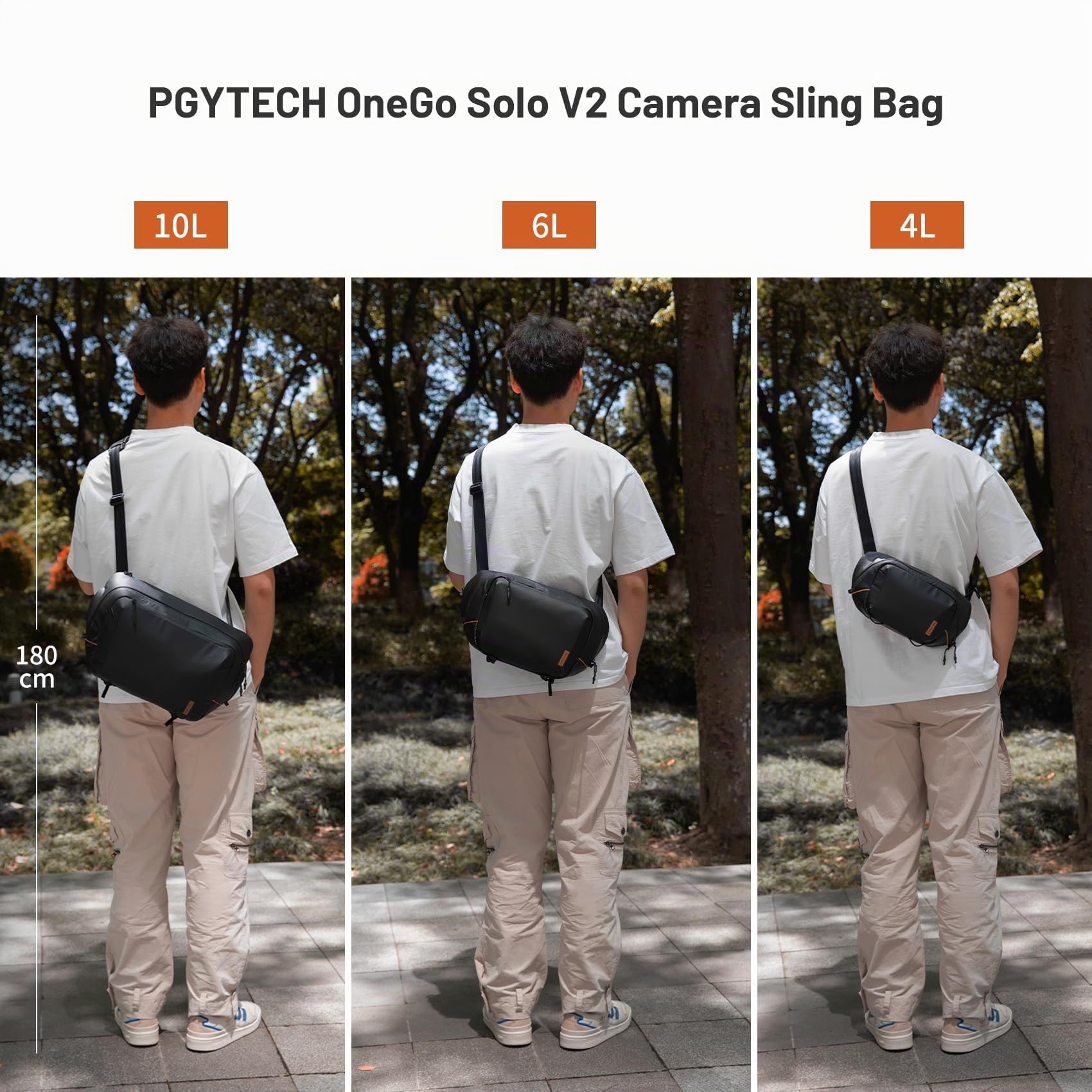 PGYTECH OneGo Solo V2 Bolso Bandolera para Cámara 4L, Mochila Camara Fotografia Profesional,Bolso Bandolera Hombre Compatible con Cámara Canon SLR/Sony/Nikon/iPad mini 8.3''/DJI OSMO Pocket 4/3, Negro