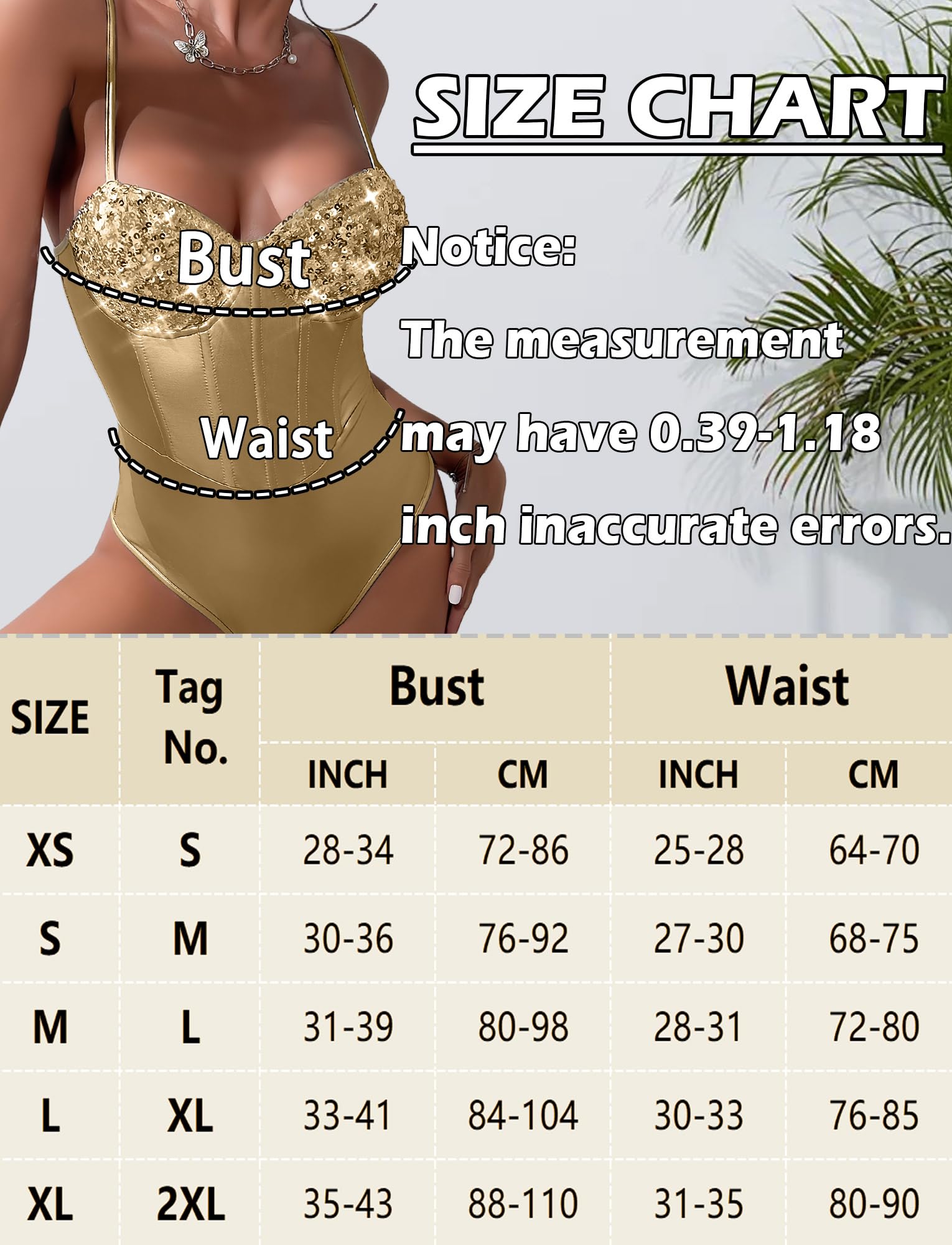 Maeau - Body Metálico Lentejuelas Brillantes Mujer Body Lencería Corsé Bodysuit Top Party Club XS-XL