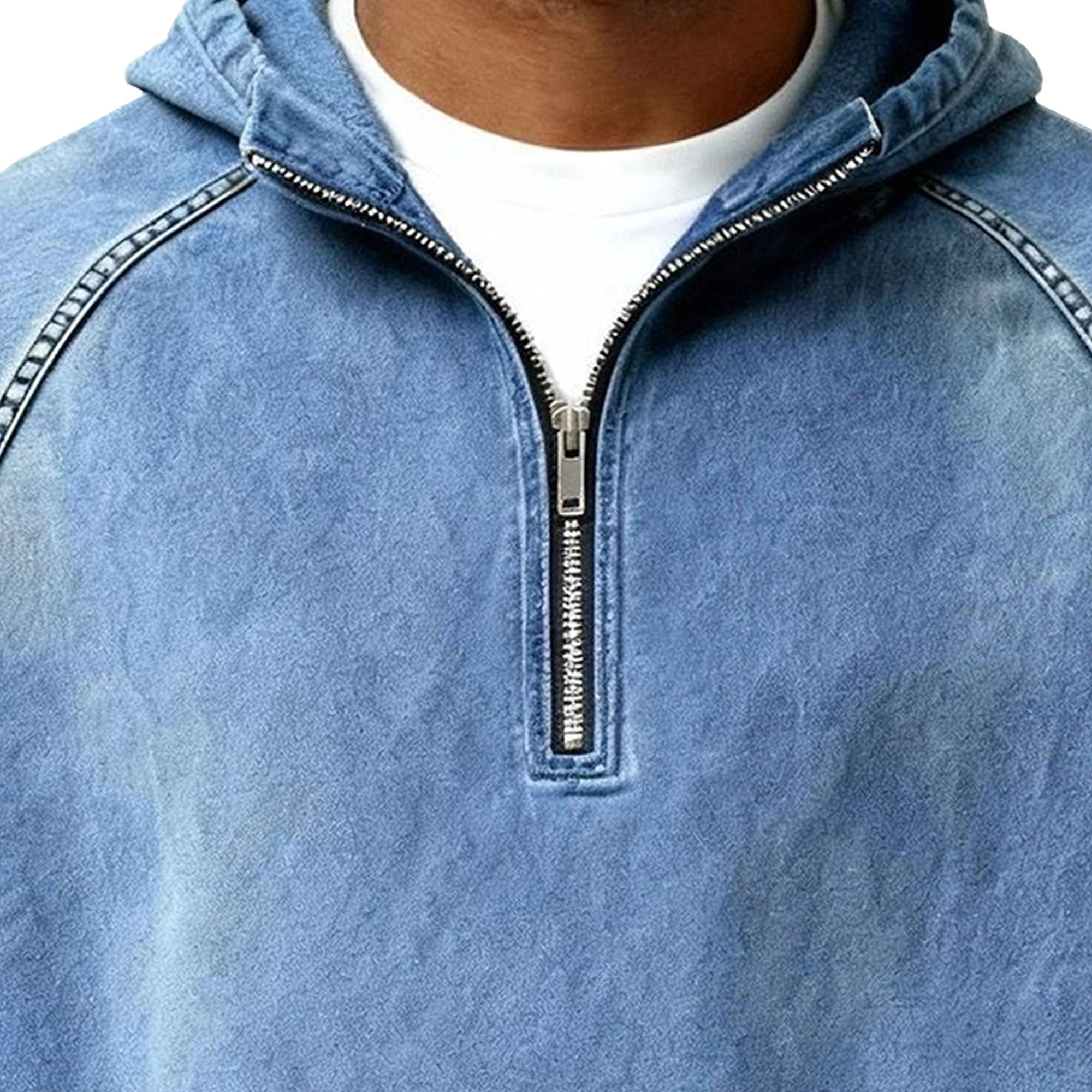 Męskie bluzy z długim rękawem vintage denim bluzy workowate zamek
