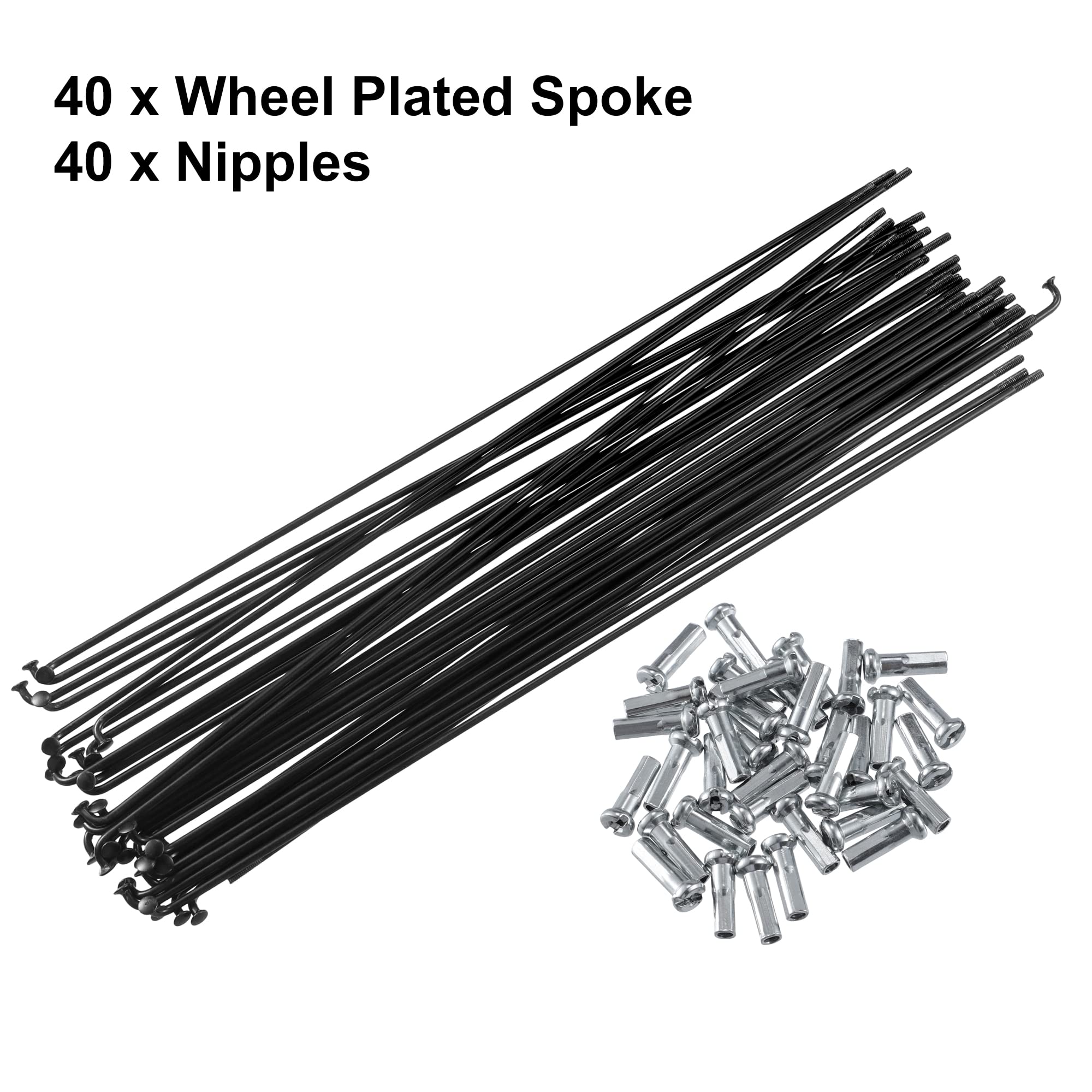 X AUTOHAUX 40 Pcs Bicycle Steel Spokes 14G Bike Spoke 230mm Length with Nipples, Black - Image 4
