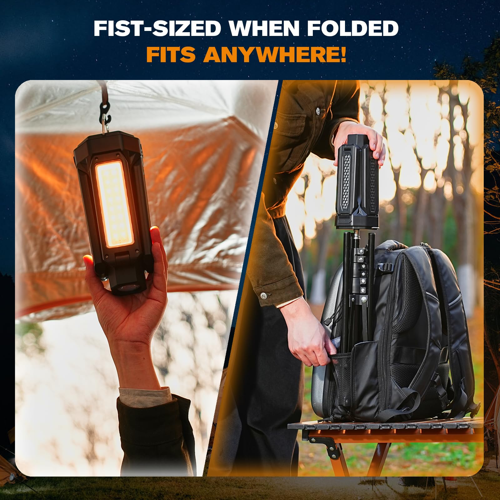 SakerNeo Lanterna da campeggio e torcia elettrica da 6500 lm, power bank da 20000 mAh, durata 40 ore, treppiede magnetico | 3 colori per tenda, luce esterna e di emergenza