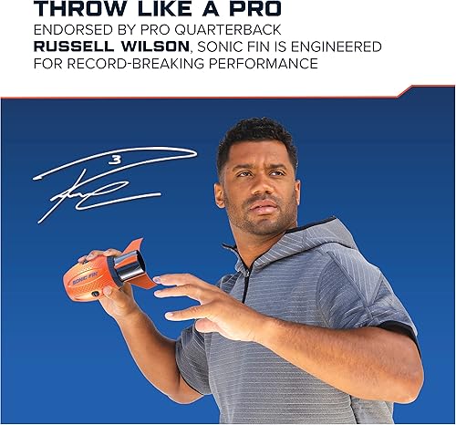 Miniatura 4 de Aerobie gl_Toy - Fútbol sónico de aleta russel, juguete aerodinámico de Russel Wilson, ahora con espuma y aletas más suaves, juegos al aire libre