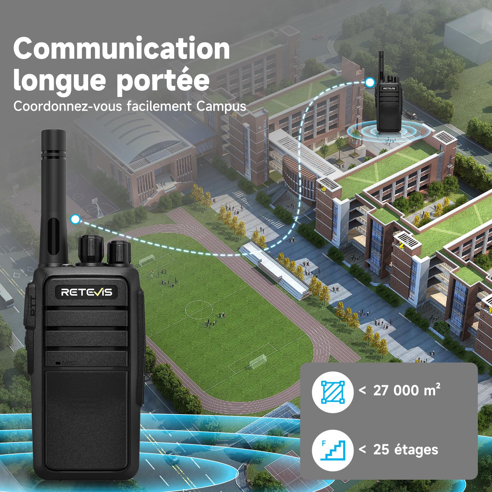 Retevis RT21 Walkie Talkie Portátil, Radio Bidireccional de 16 Canales con Base VOX o Carga Tipo C, 1200 mAh, Recargable para Planificación de Festivales, Comunicación de Seguridad (Negro, 4 Piezas)