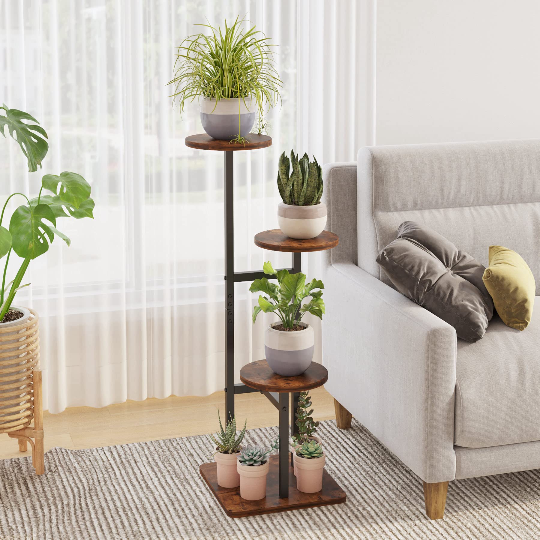FFPOPU 3 Tier Plant Stand Indoor, Tiered Plant Stands for Indoor Plants Multiple, Corner Flower Stand for Living Room, Multi-Layer Vintage Design Plant Shelf