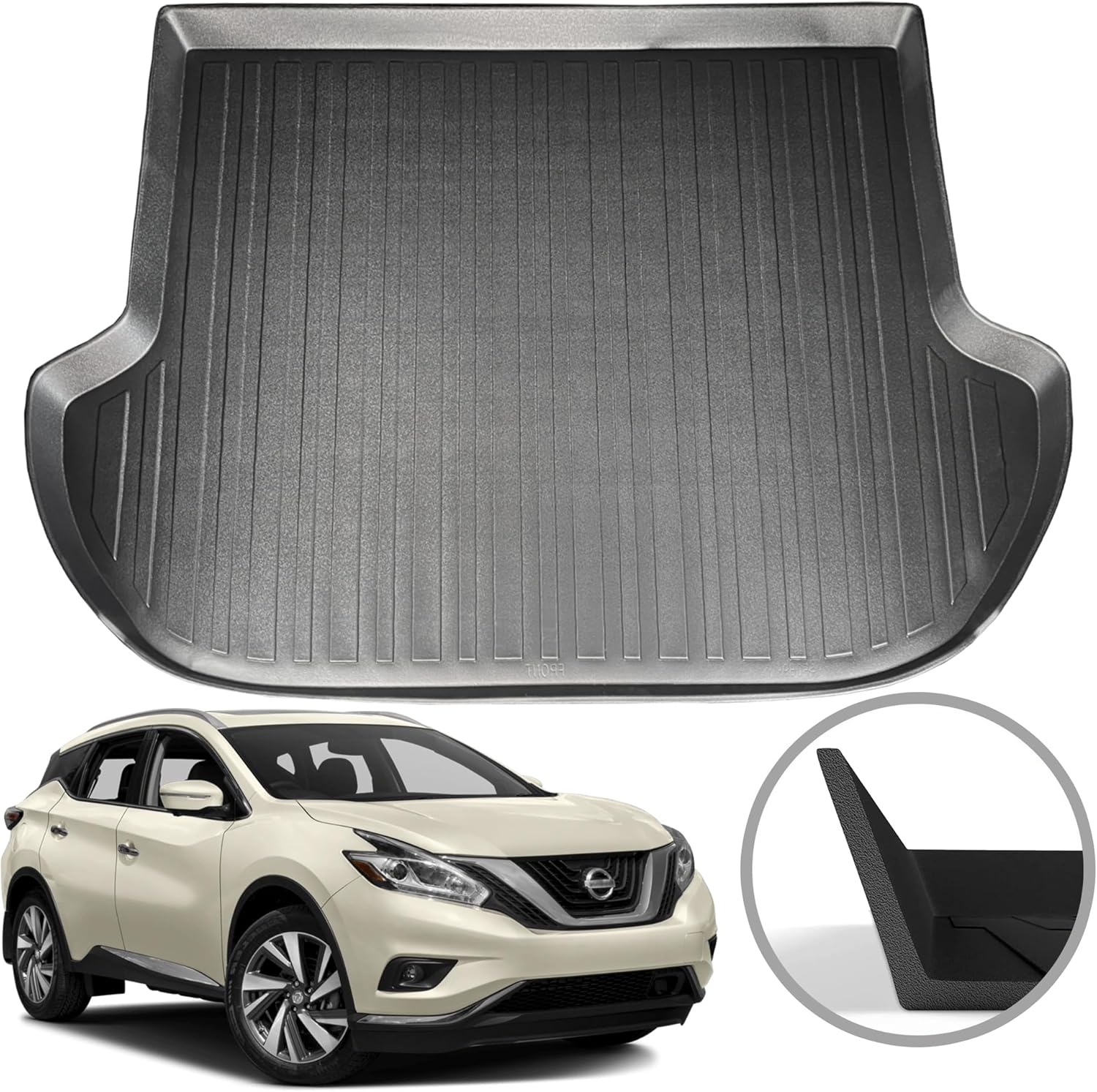 Premium Cargo Liner for Nissan Murano 2015-2024 - 100% Protection - Custom Fit Car Trunk Mat - All-Season Black Cargo Mat - 3D Shaped Laser Measured Trunk Liners for Nissan Murano.