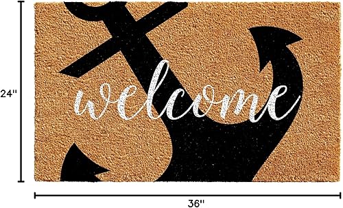 Miniatura 3 de Calloway Mills 103122436 Anchor Welcome Felpudo de 2 x 3 pies, natural, color negro