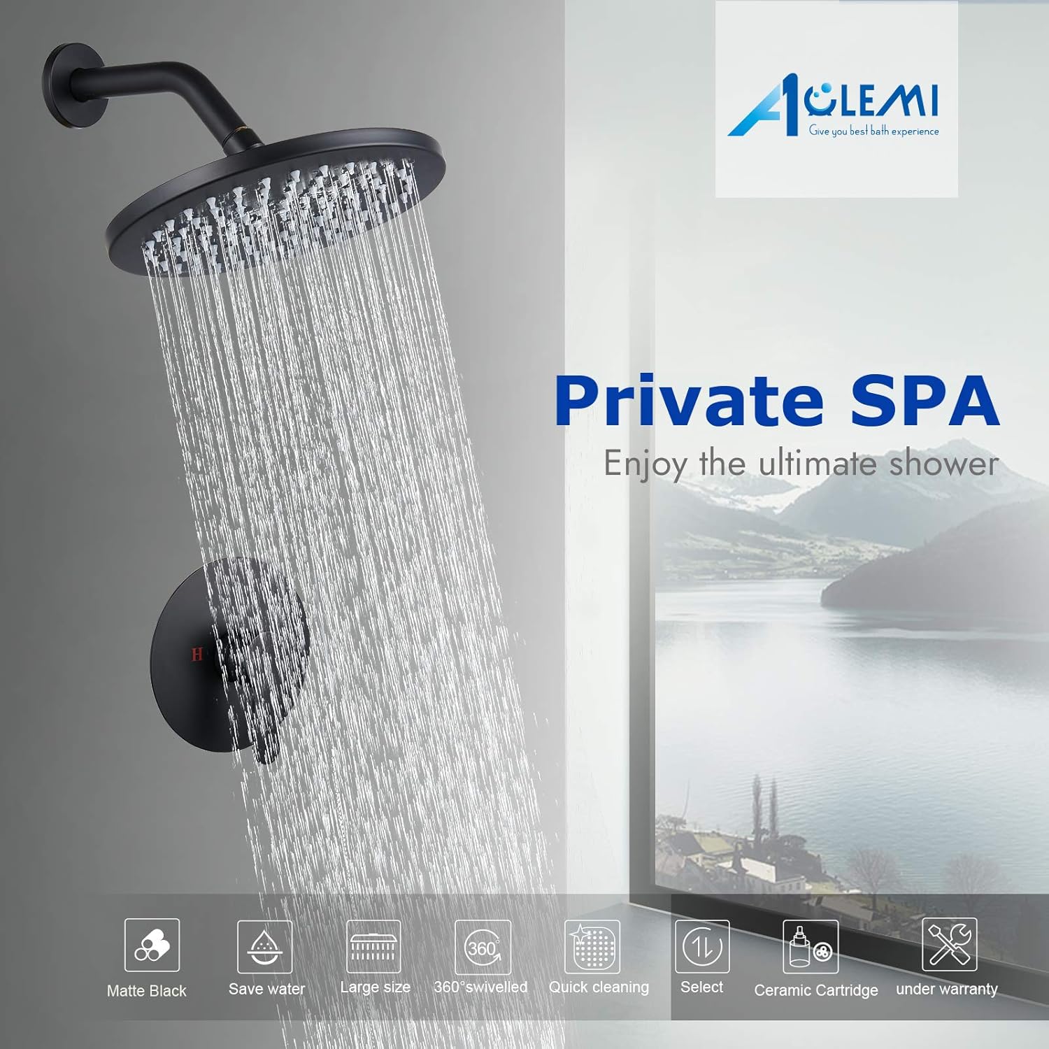 Flаѕh Dеаlѕ - 80% оƒƒ 8 Inch Shower System Matte Black Shower Round Rainfall Head Faucet Set Pressure Balance Rough-In Valve and Shower Trim Included Wall Mount Bathroom Shower Mixer Combo
