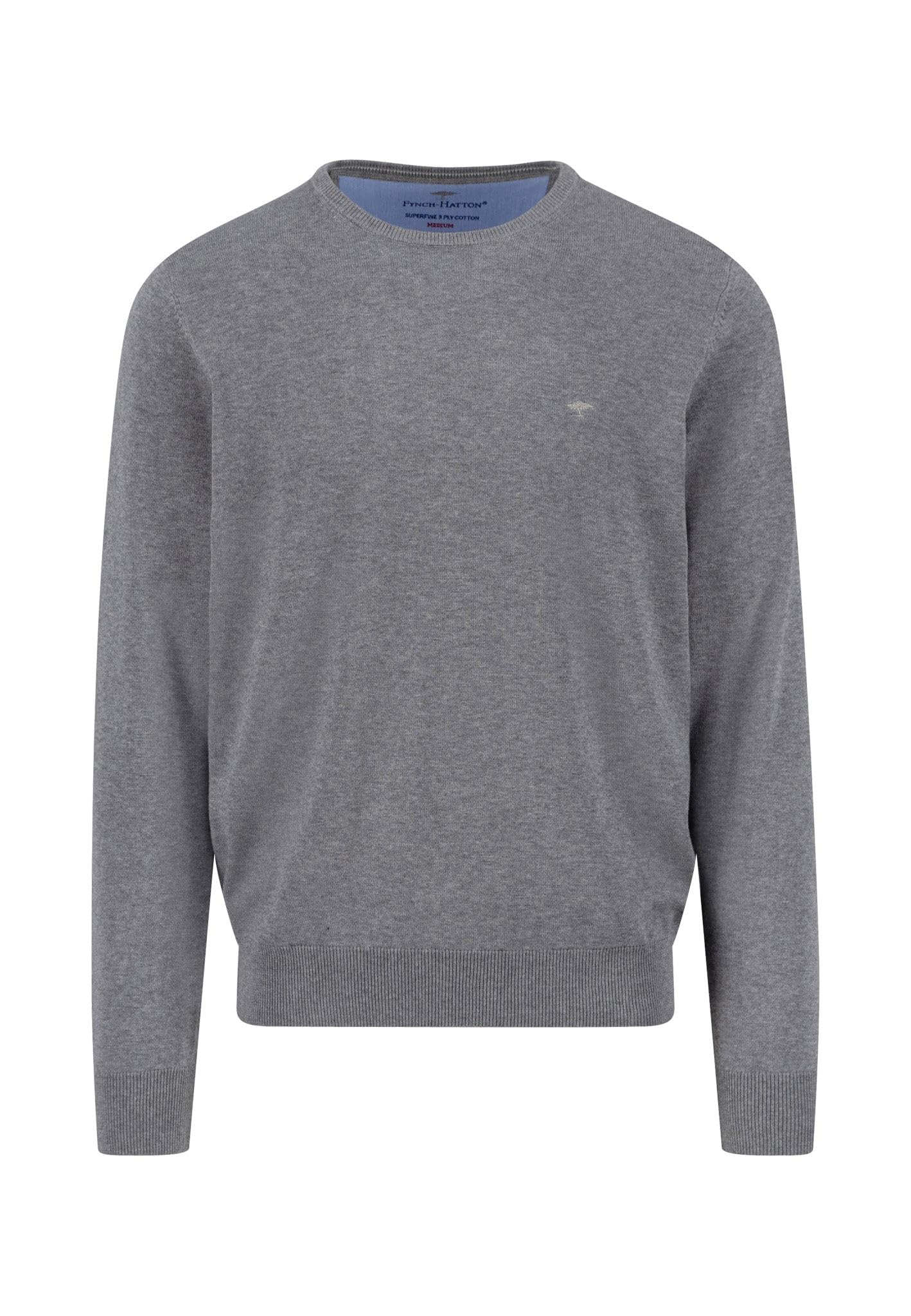 FYNCH-HATTON Fine Knit Crew Neck Jumper, steel, 3XL
