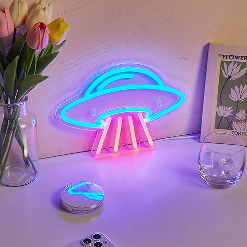Miniatura 5 de Letrero de neón LED de neón de alienígenas, luz nocturna alimentada por USB, arte de pared 3D y sala de juegos, dormitorio, sala de estar, Rojo,