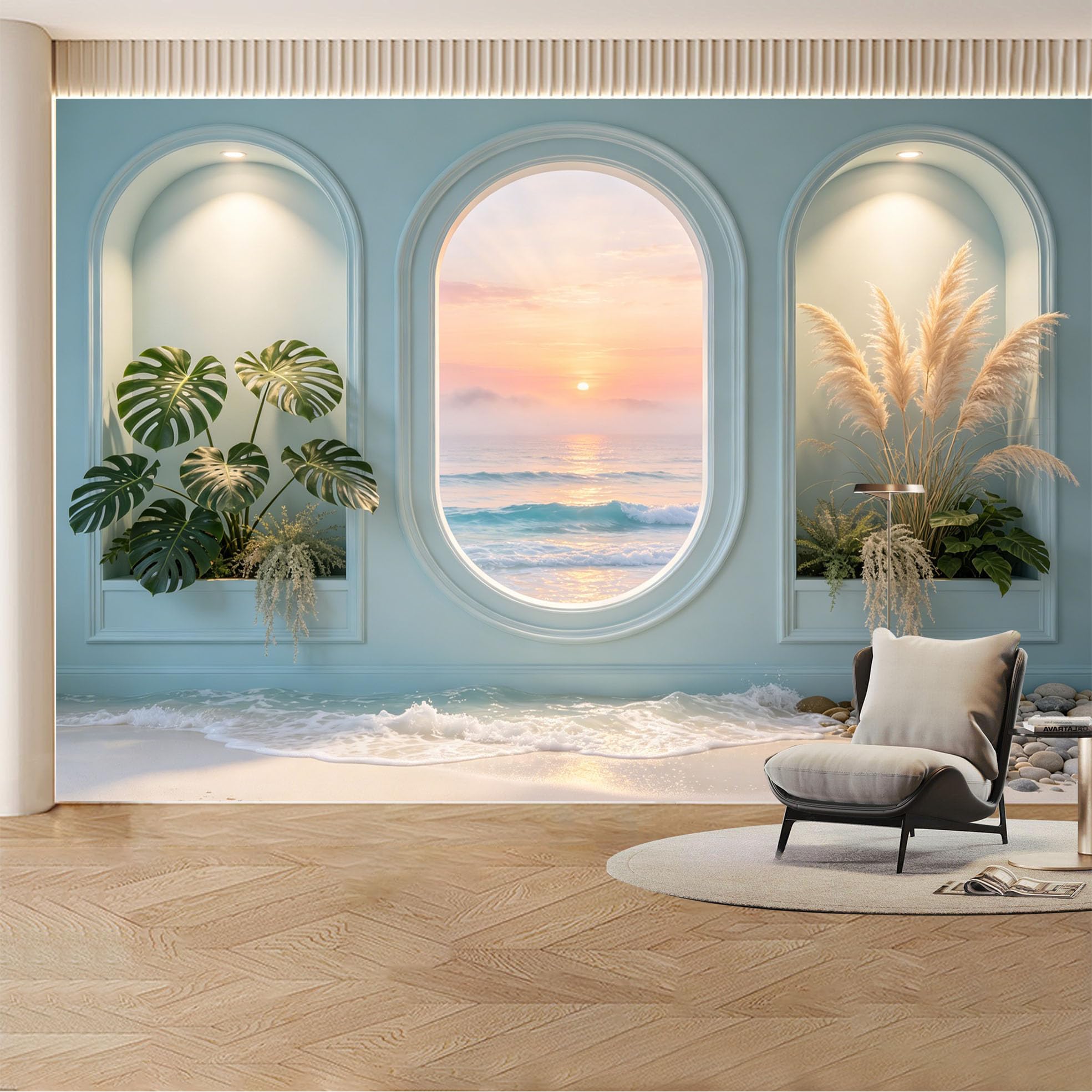 Custom Wall Mural Wallpaper Snow Mountain Landscape Nature 3D Effect Wall Decor Large Wall Art Nordic Misty Sunset Removable SelfAdhesive Large Photo for Living Room， Bedroom， Office
