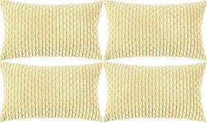 Set of 4 Pale Yellow Decorative Throw Pillow Covers 12x20 Inch Corduroy Pillow Covers for Bed Couch Sofa Living Room Soft Cushion Cases