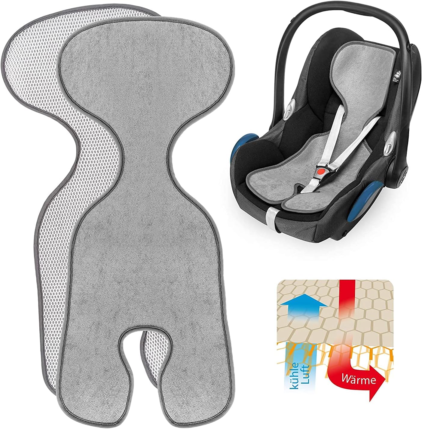 Cool & Dry Summer Car Seat Liner/Breathable Car Seat Insert for Infant Car Seats - Grey
