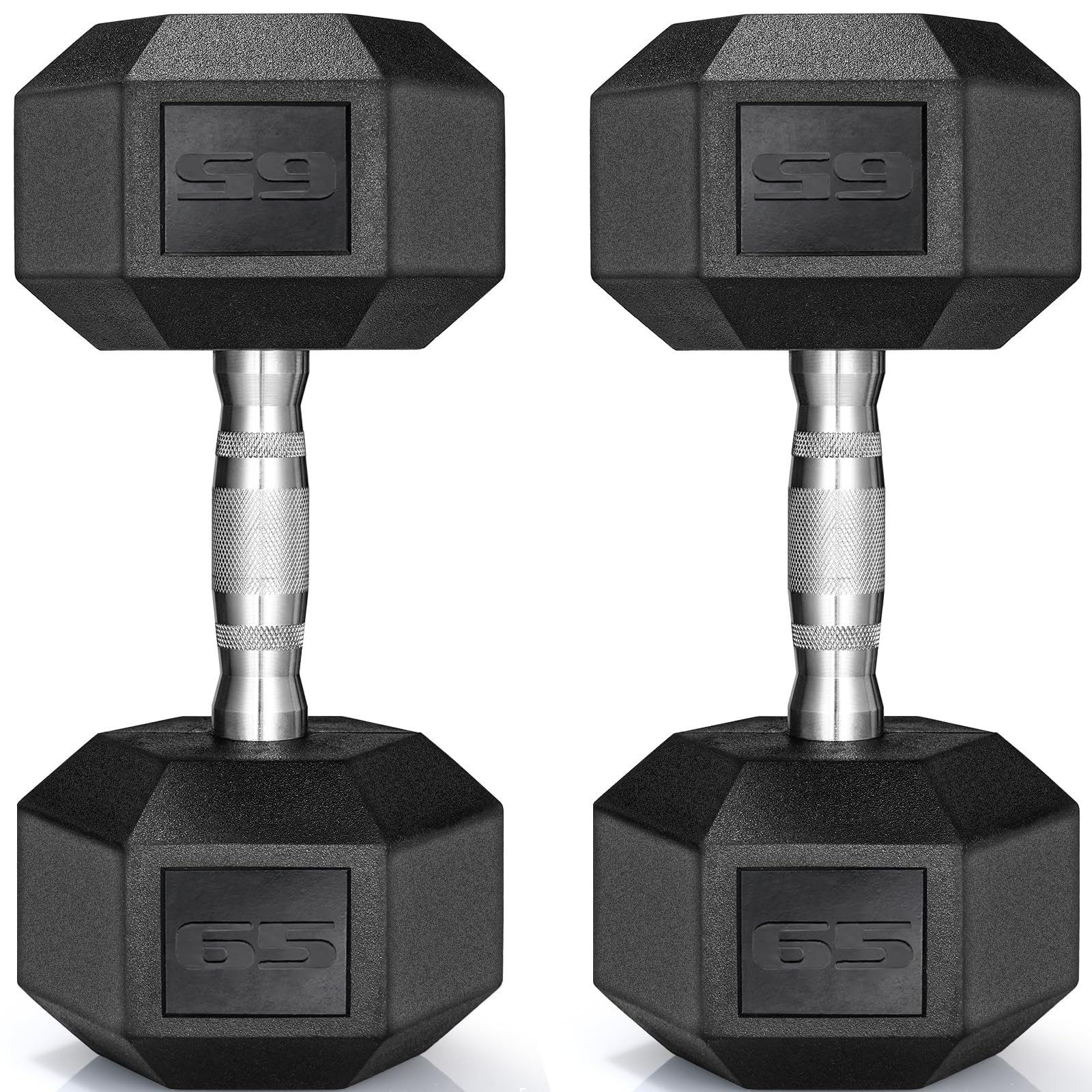 LIFERUN Rubber Coated Cast Iron Hex Dumbbell Pair