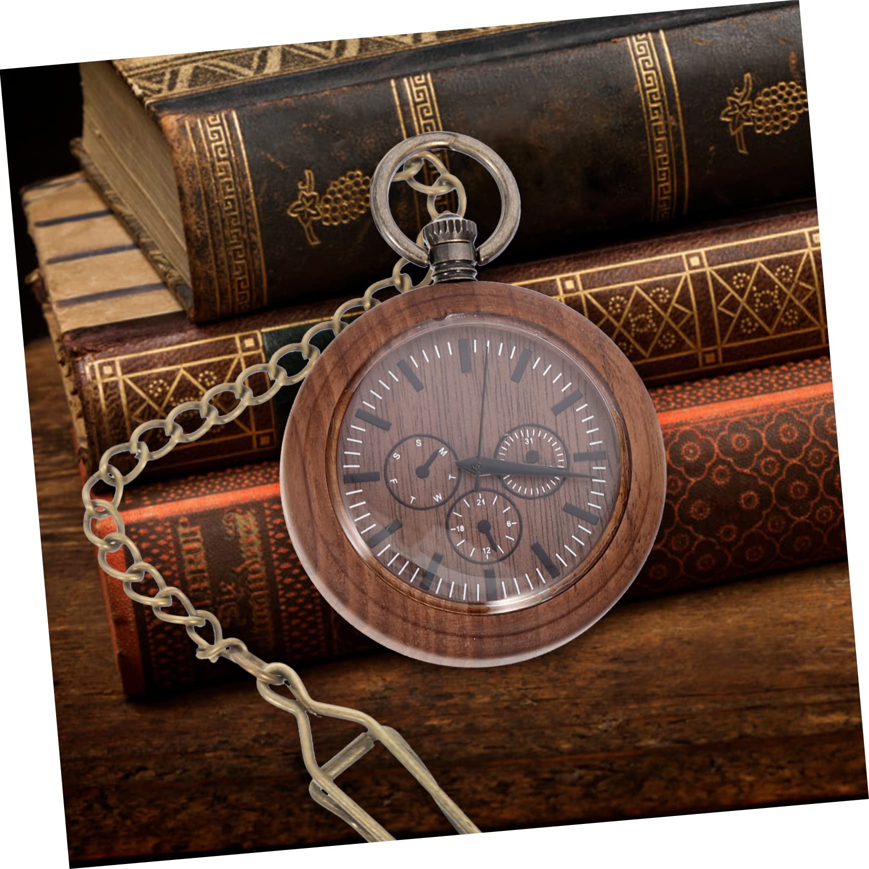 Gatuida 2 Uds Padre Reloj Electrónico Madera Lisa Hombres Clásico Vintage Batería Suéter Día para Largo Regalo Cumpleaños Madera con Portátil Colgante Niños Mecánico Retro Universal