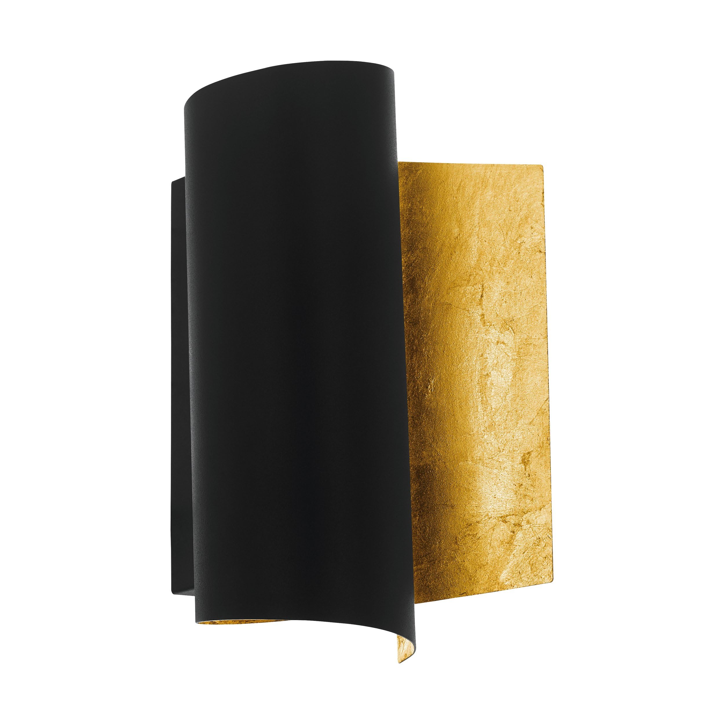 Eglo Wall Lamp Falicetto, 1-Light Vintage Industrial wall Light | Indoor Steel Wall Lamp, Living Room Light, Hallway Lamp in Black and Gold, E27 Socket