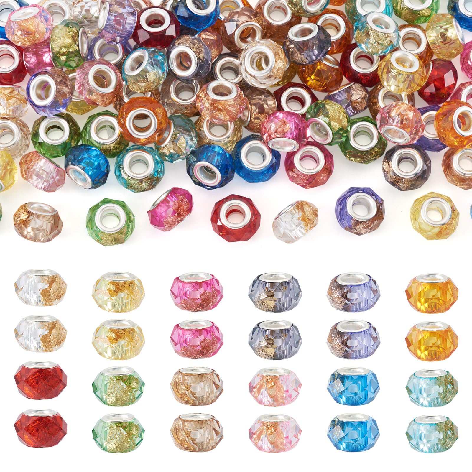 Perles européennes grand trou en résine pour fabrication de bracelets et colliers d'espacement
